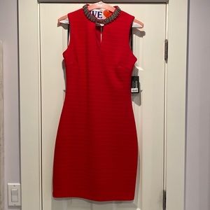 Guess Red Ribbed Bodycon Dress size 6